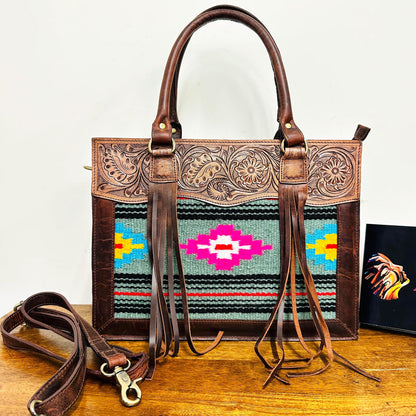 Hand Tooled Leather Medium Tote Bag - JayKayBoutiqueOnline