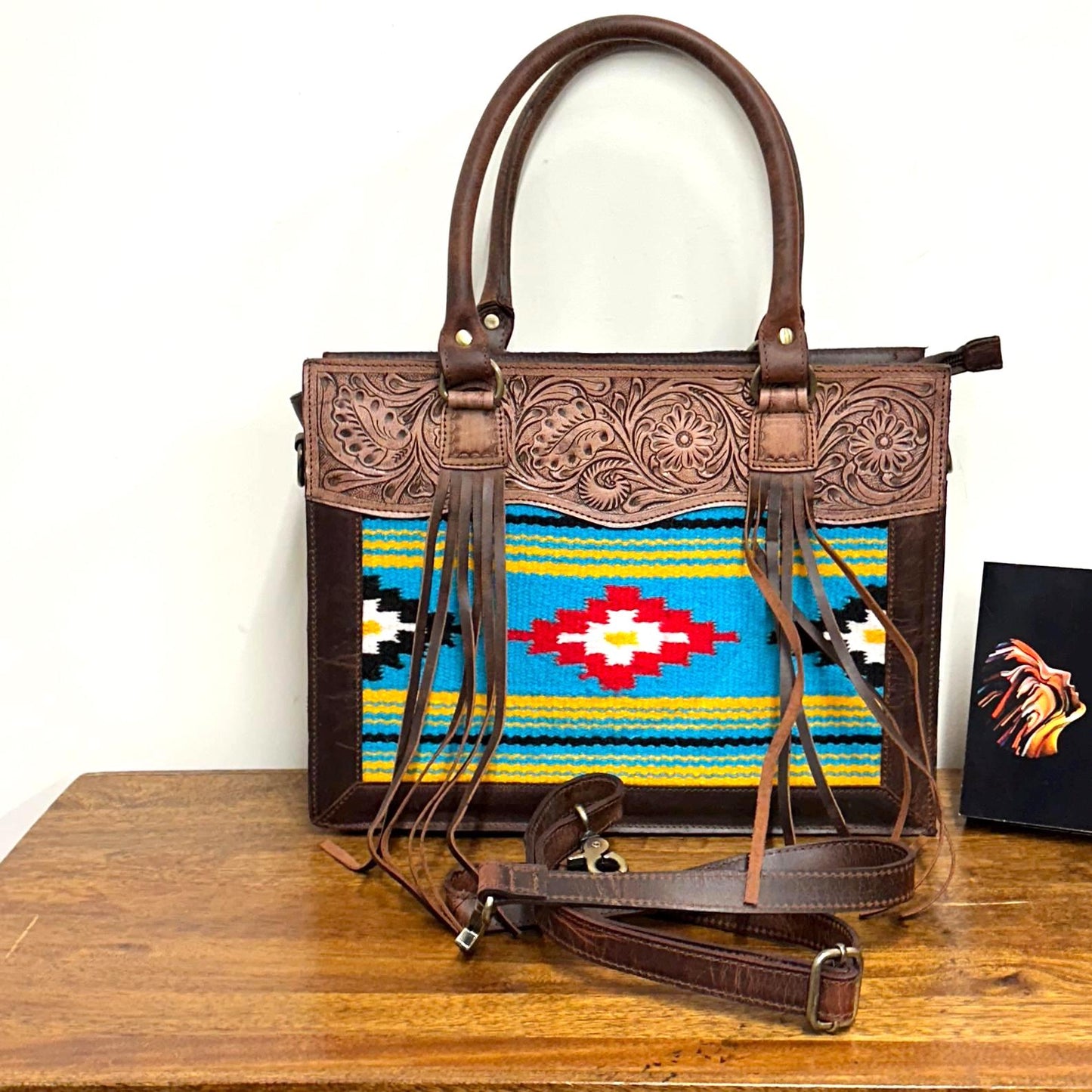 Hand Tooled Leather Medium Tote Bag - JayKayBoutiqueOnline
