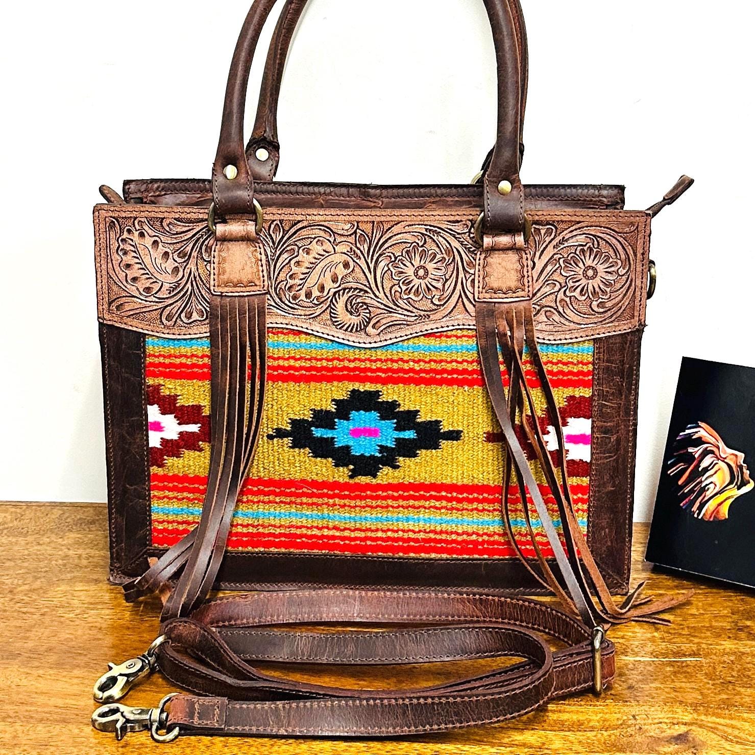Hand Tooled Leather Medium Tote Bag - JayKayBoutiqueOnline