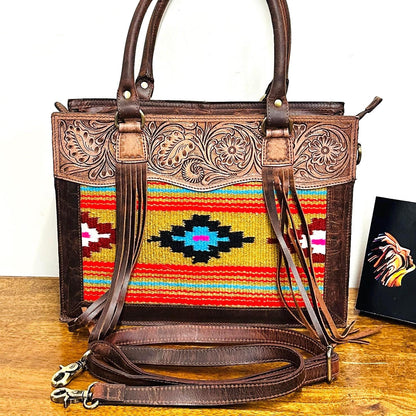Hand Tooled Leather Medium Tote Bag - JayKayBoutiqueOnline