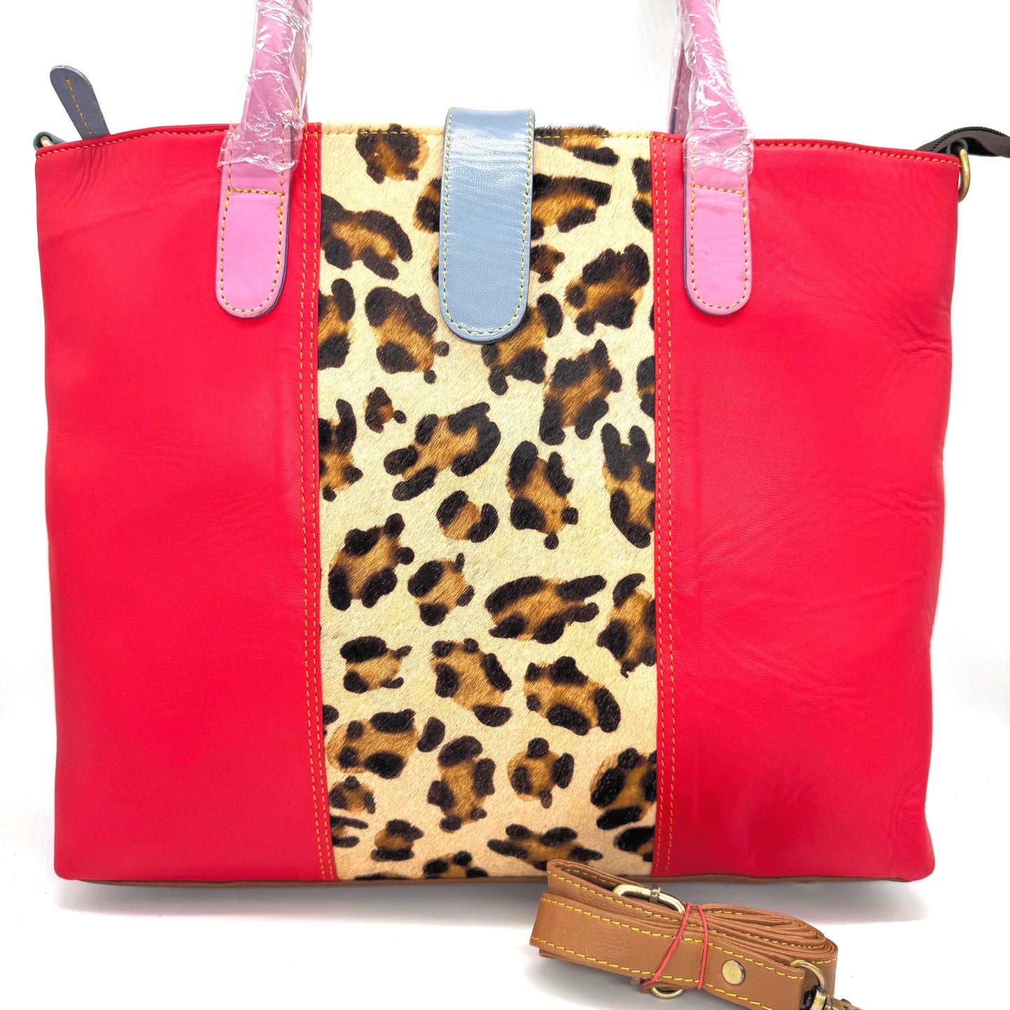 Recycled Coloured Leather Laptop Tote Bag - JayKayBoutiqueOnline