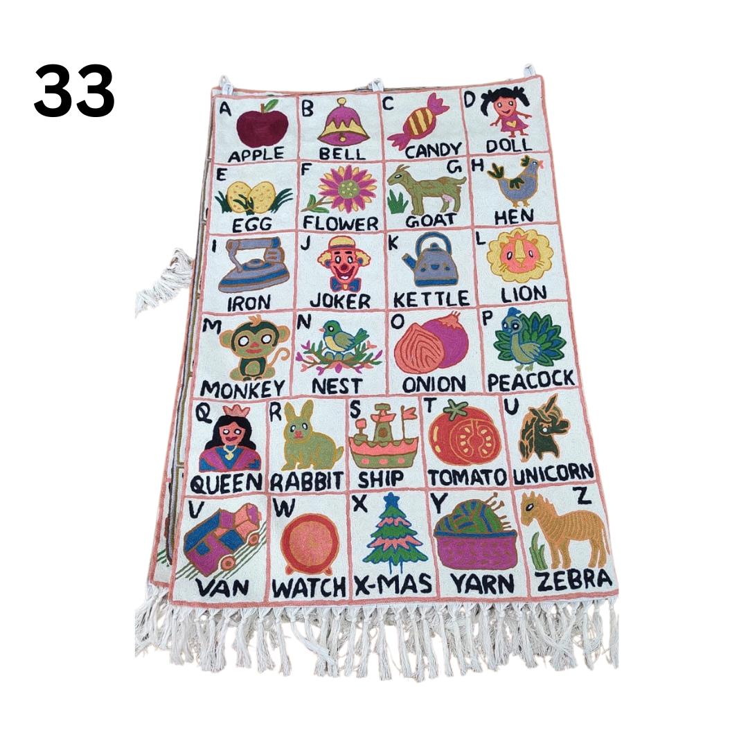 Handmade Alphabet Tapestry Wall Hanging with Animal Embroidery - JayKayBoutiqueOnline