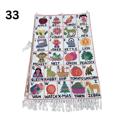 Handmade Alphabet Tapestry Wall Hanging with Animal Embroidery - JayKayBoutiqueOnline
