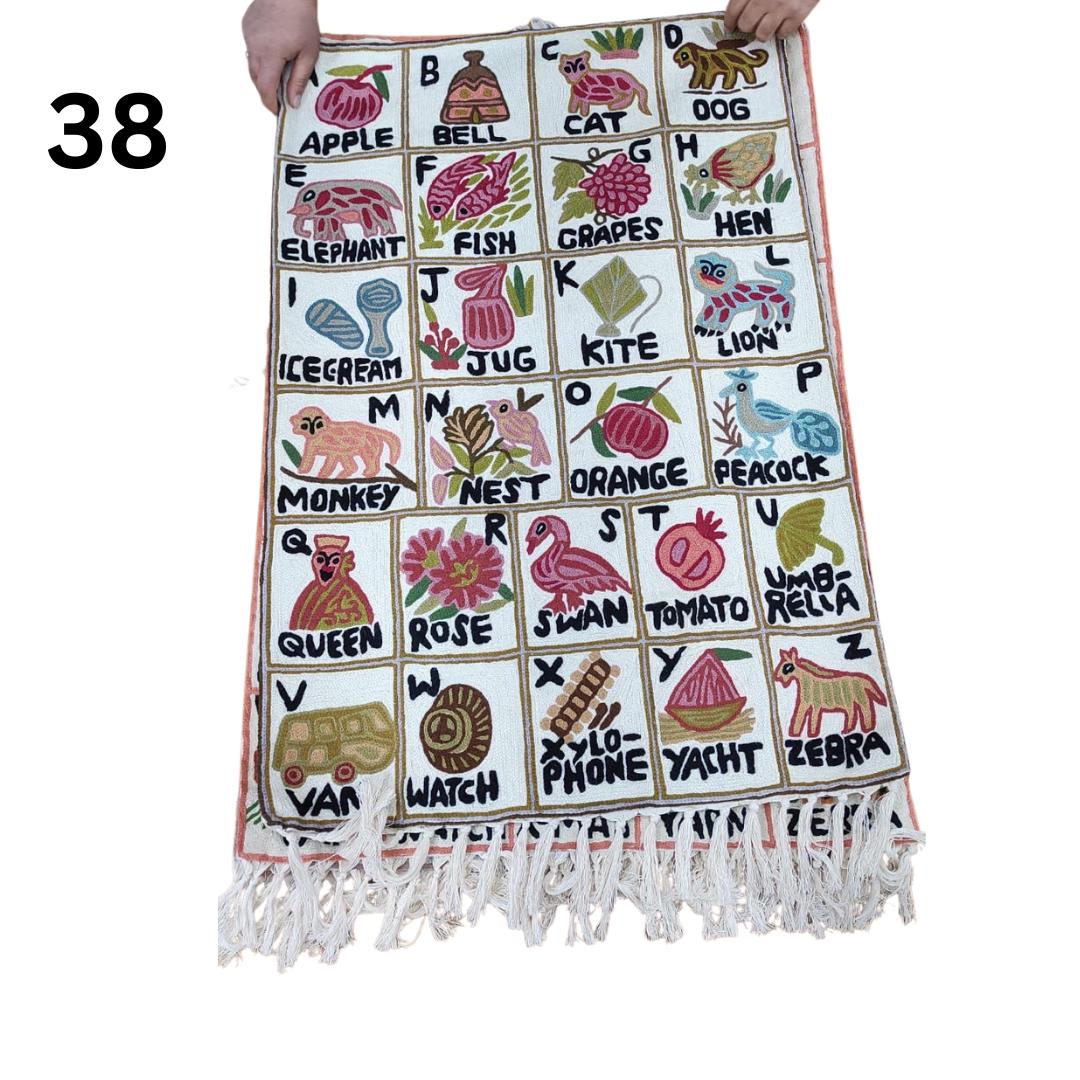 Handmade Alphabet Tapestry Wall Hanging with Animal Embroidery - JayKayBoutiqueOnline