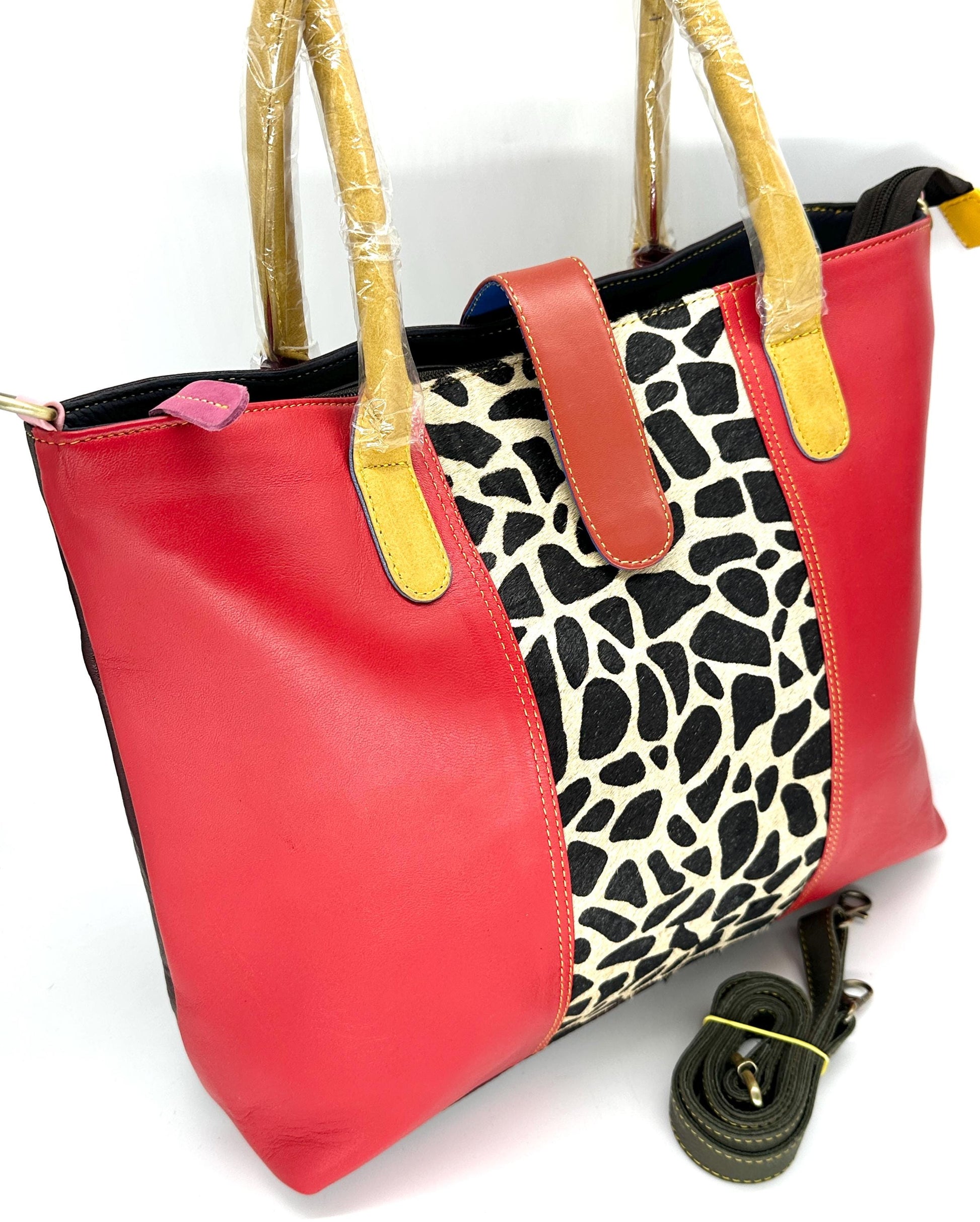 Recycled Coloured Leather Laptop Tote Bag - JayKayBoutiqueOnline