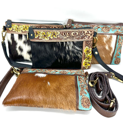 Handcrafted Cowhide & Leather Crossbody Bag - JayKayBoutiqueOnline