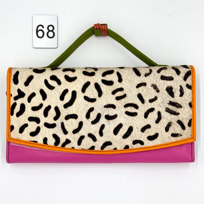 Coloured Leather Purse Clutch Wallet with Animal Print Hide - JayKayBoutiqueOnline