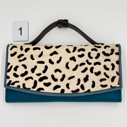 Recycled Leather Clutch Wallet with Animal Print Hide - JayKayBoutiqueOnline