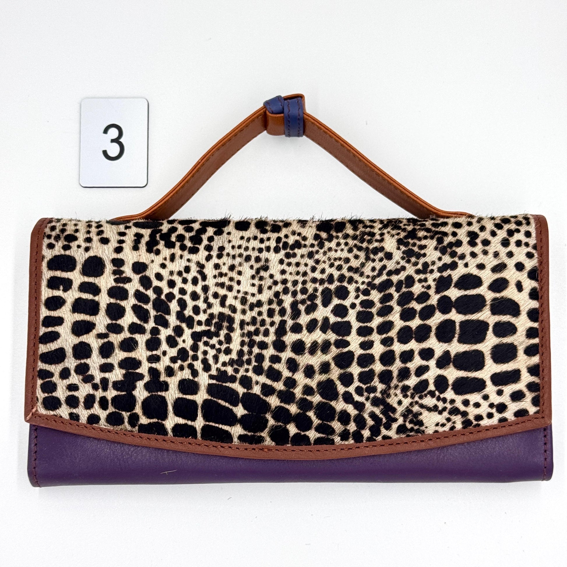 Recycled Leather Clutch Wallet with Animal Print Hide - JayKayBoutiqueOnline