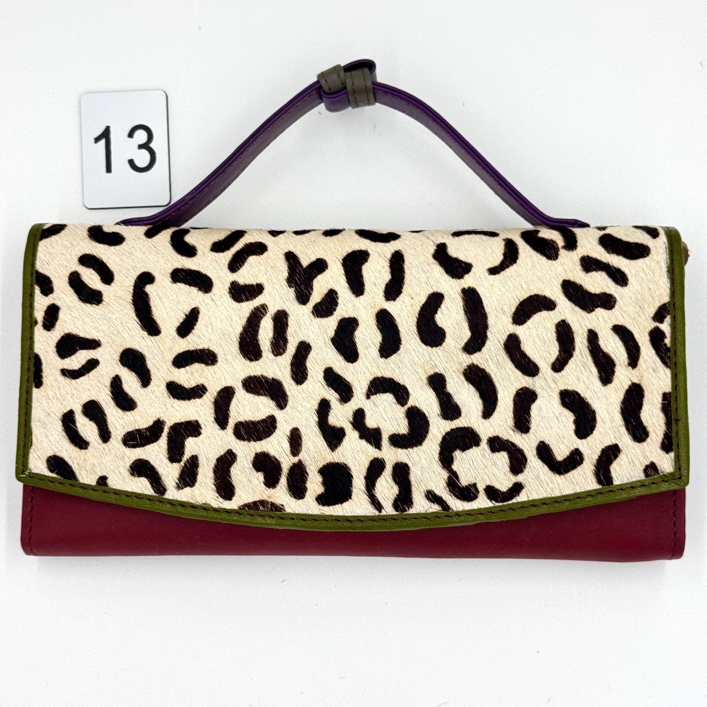 Recycled Leather Clutch Wallet with Animal Print Hide - JayKayBoutiqueOnline