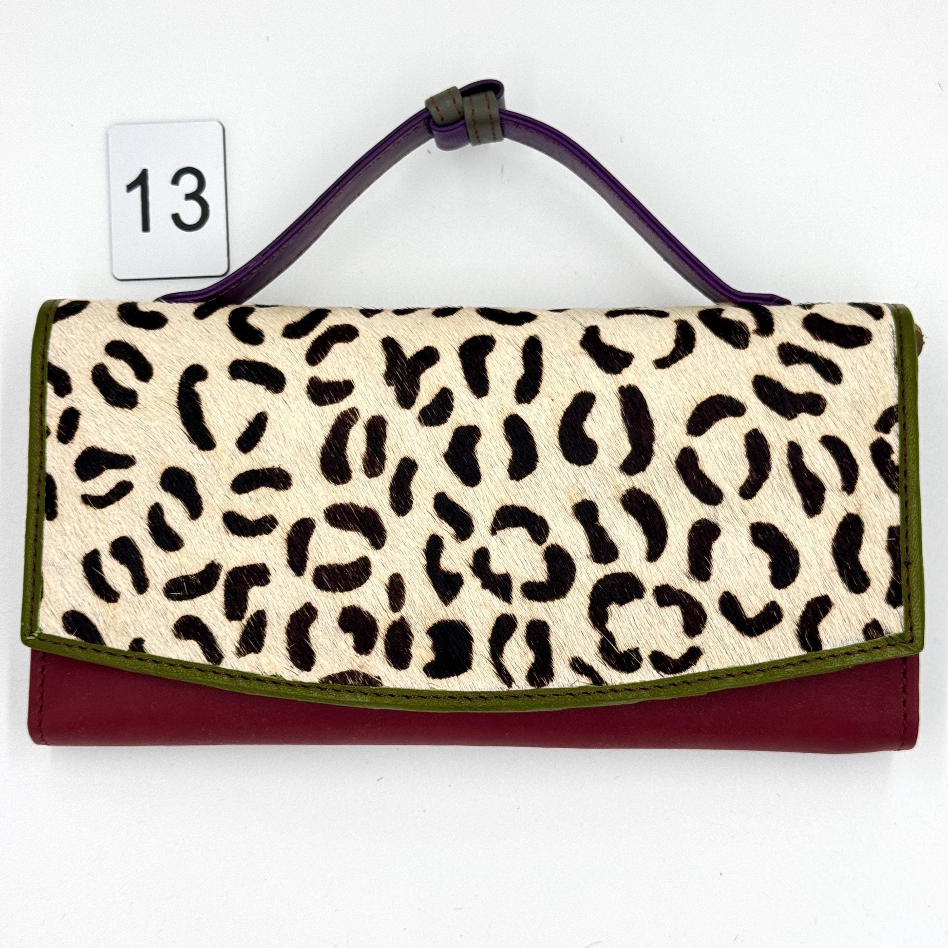 Recycled Leather Clutch Wallet with Animal Print Hide - JayKayBoutiqueOnline