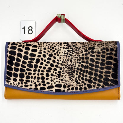 Recycled Leather Clutch Wallet with Animal Print Hide - JayKayBoutiqueOnline