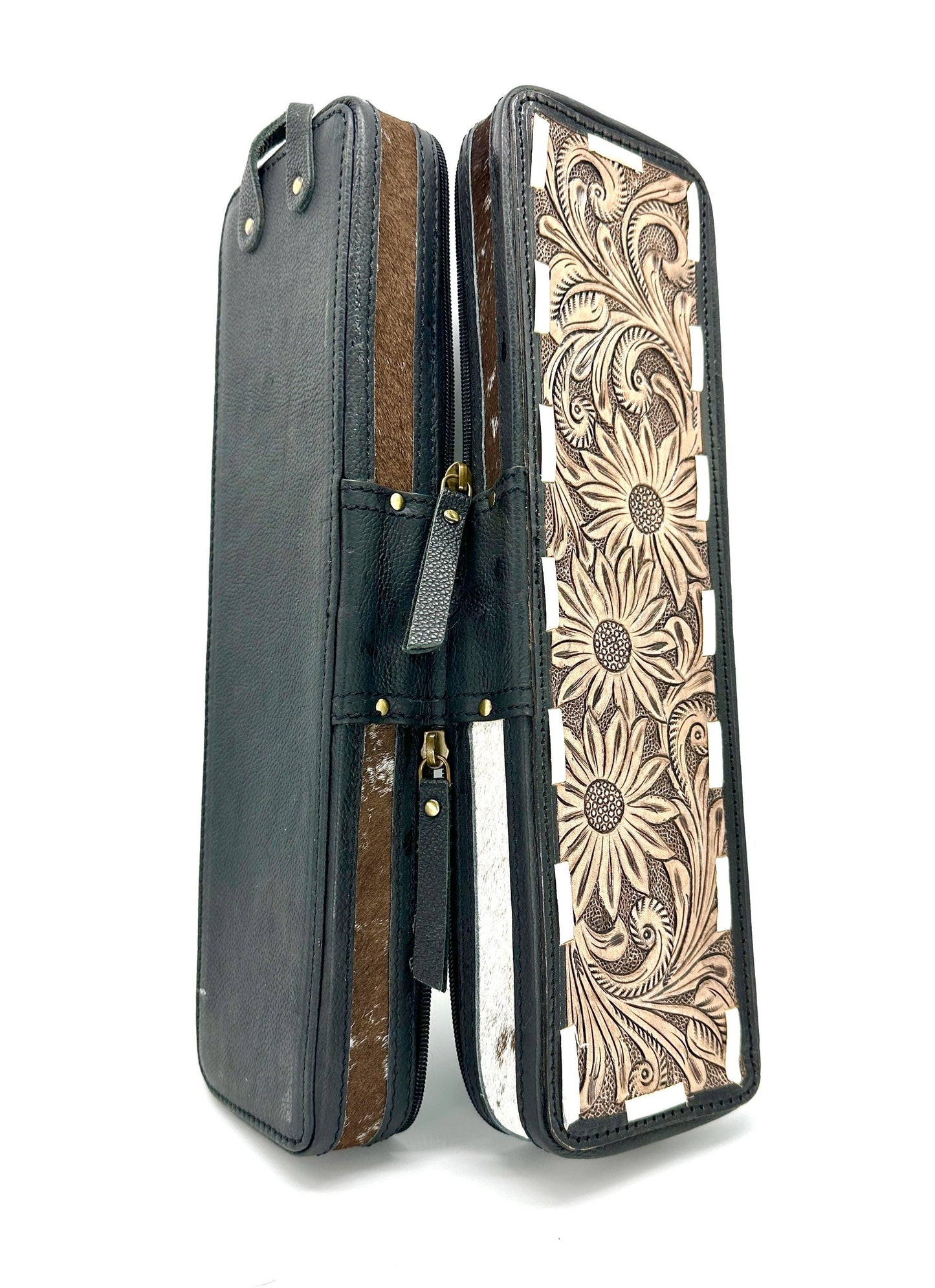 Hand Carved Leather Hair Straightener Case - JayKayBoutiqueOnline