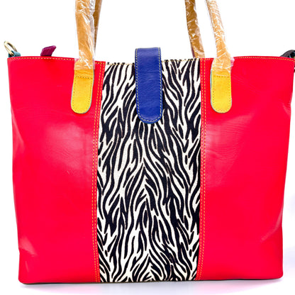 Recycled Coloured Leather Laptop Tote Bag - JayKayBoutiqueOnline