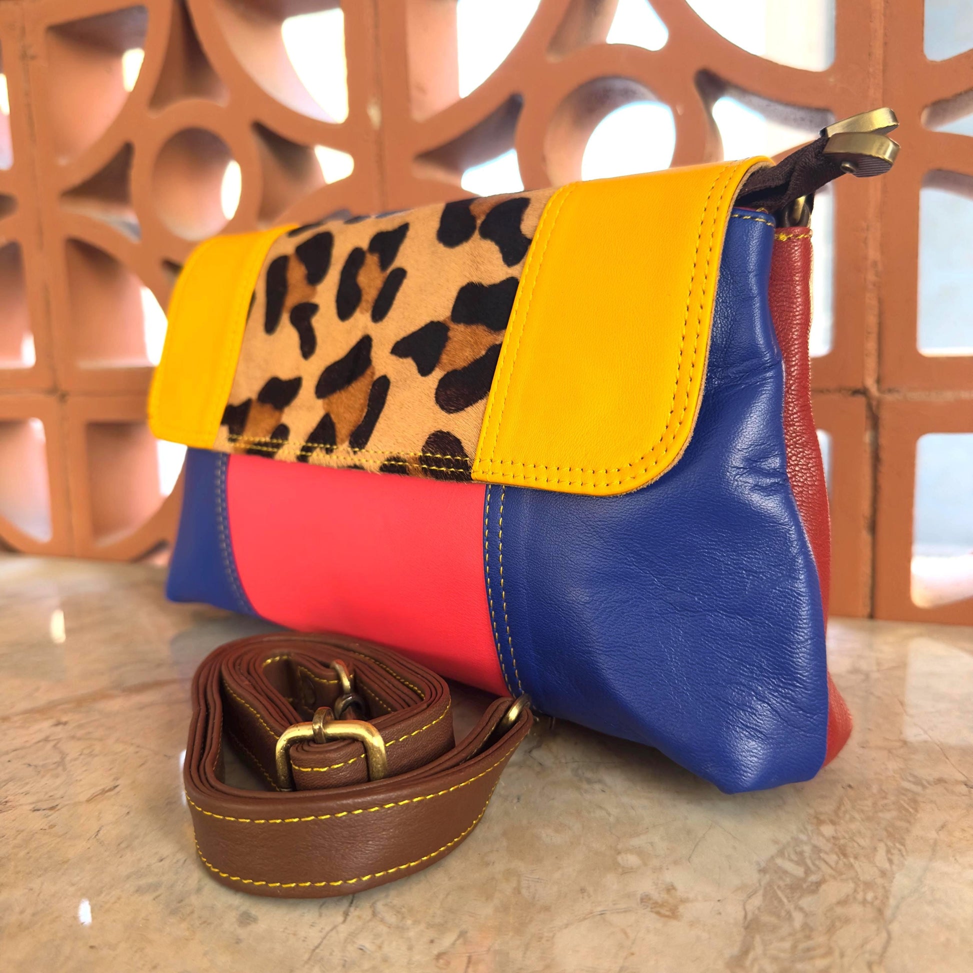 Block Coloured Leather Crossbody Bag - JayKayBoutiqueOnline