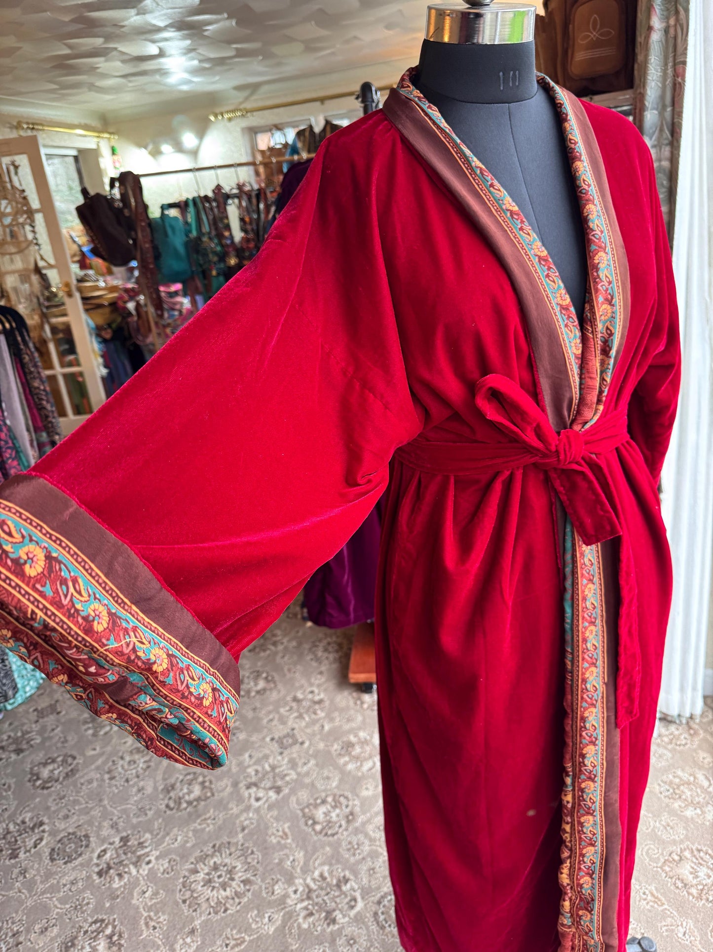 Reversible Velvet and Sari Robe Dressing Gown - JayKayBoutiqueOnline