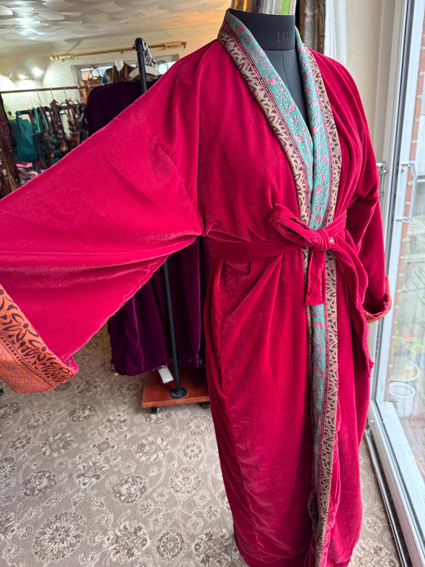 Reversible Velvet and Sari Robe Dressing Gown - JayKayBoutiqueOnline