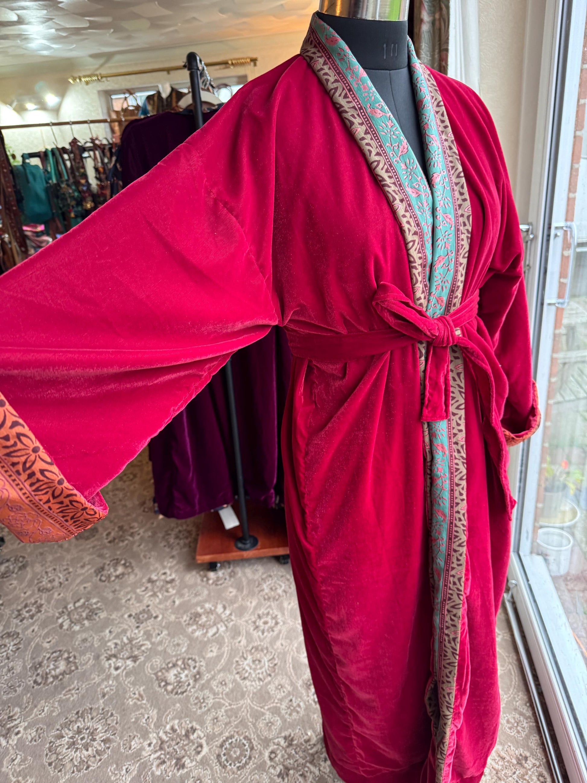 Reversible Velvet and Sari Robe Dressing Gown - JayKayBoutiqueOnline