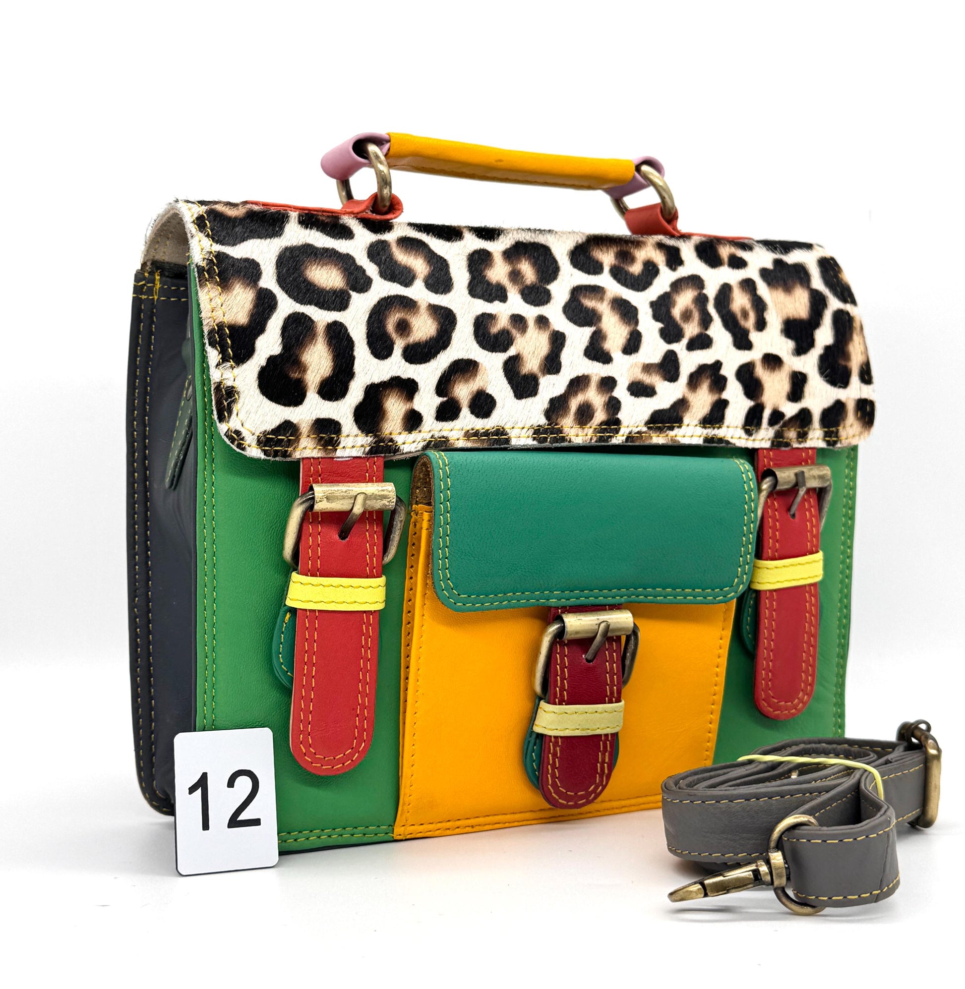 Coloured Leather and Hide Crossbody Satchel Bag - JayKayBoutiqueOnline