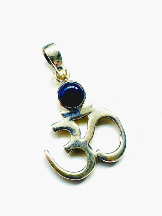 OM Pendant Lapis Lazuli or Black Onyx Gemstones | Om Black Onyx pendant | Lapis Lazuli Om Pendant | 925 Silver - JayKayBoutiqueOnline