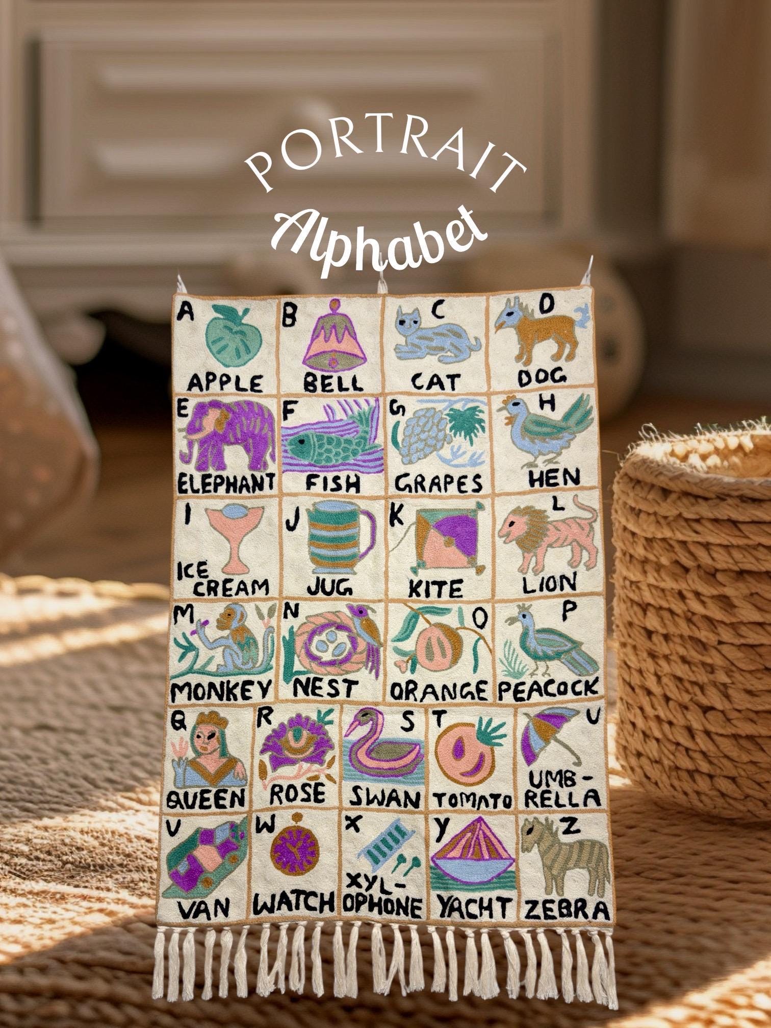 Handmade ABC Tapestry - JayKayBoutiqueOnline