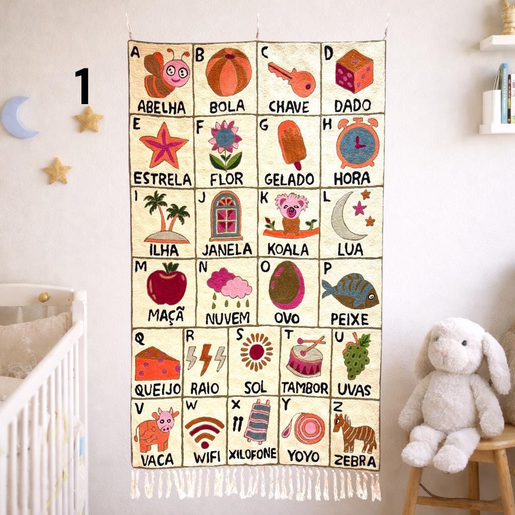 Handmade Portuguese Alphabet Tapestry for Babies and Kids - JayKayBoutiqueOnline