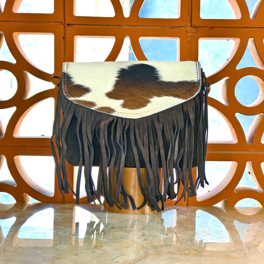 Suede Fringed Clutch Crossbody Bag with Detachable Strap - JayKayBoutiqueOnline