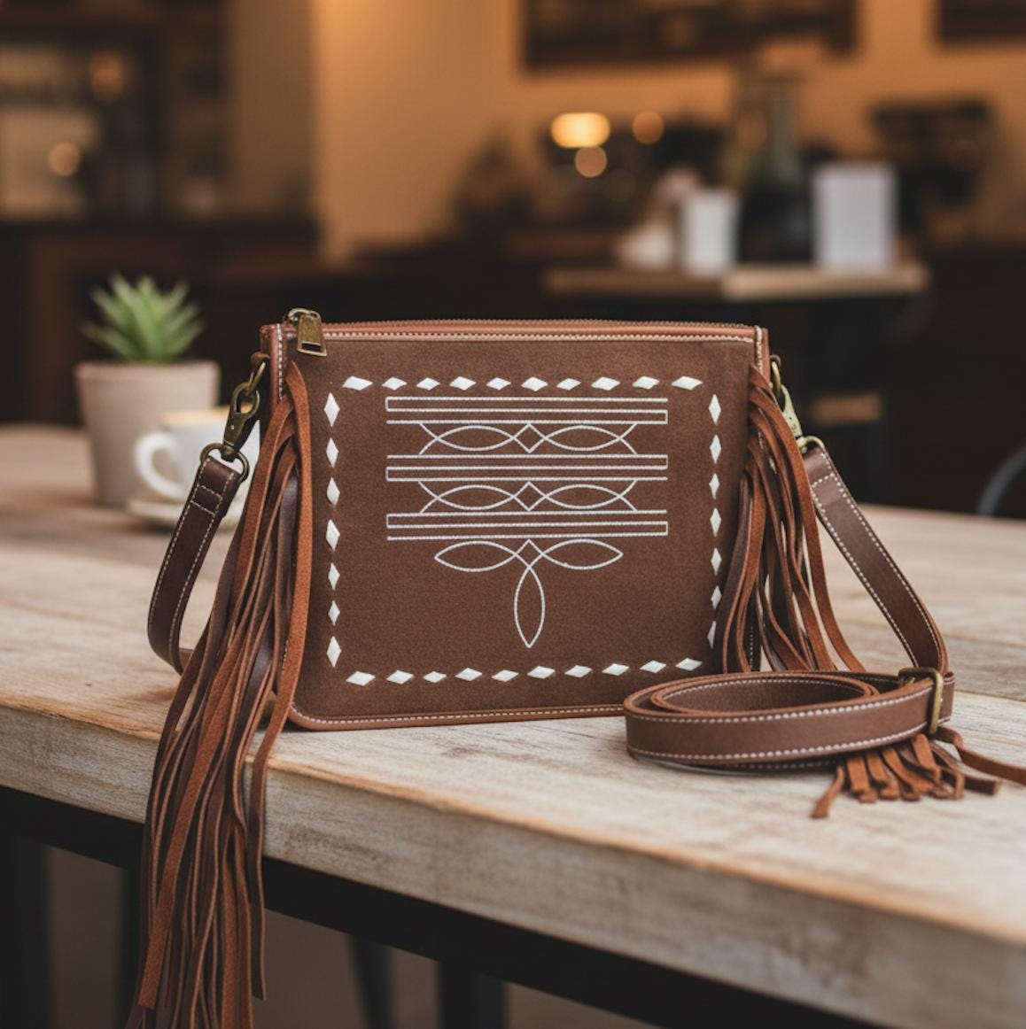Suede Fringe Boot Stitch Shoulder Bag - JayKayBoutiqueOnline