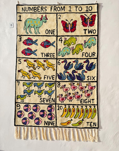 Handmade Numbers 1-10 Wall Hanging Tapestry - JayKayBoutiqueOnline