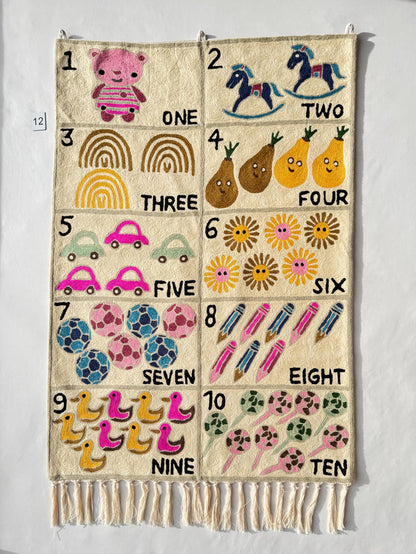 Handmade Numbers 1-10 Wall Hanging Tapestry - JayKayBoutiqueOnline