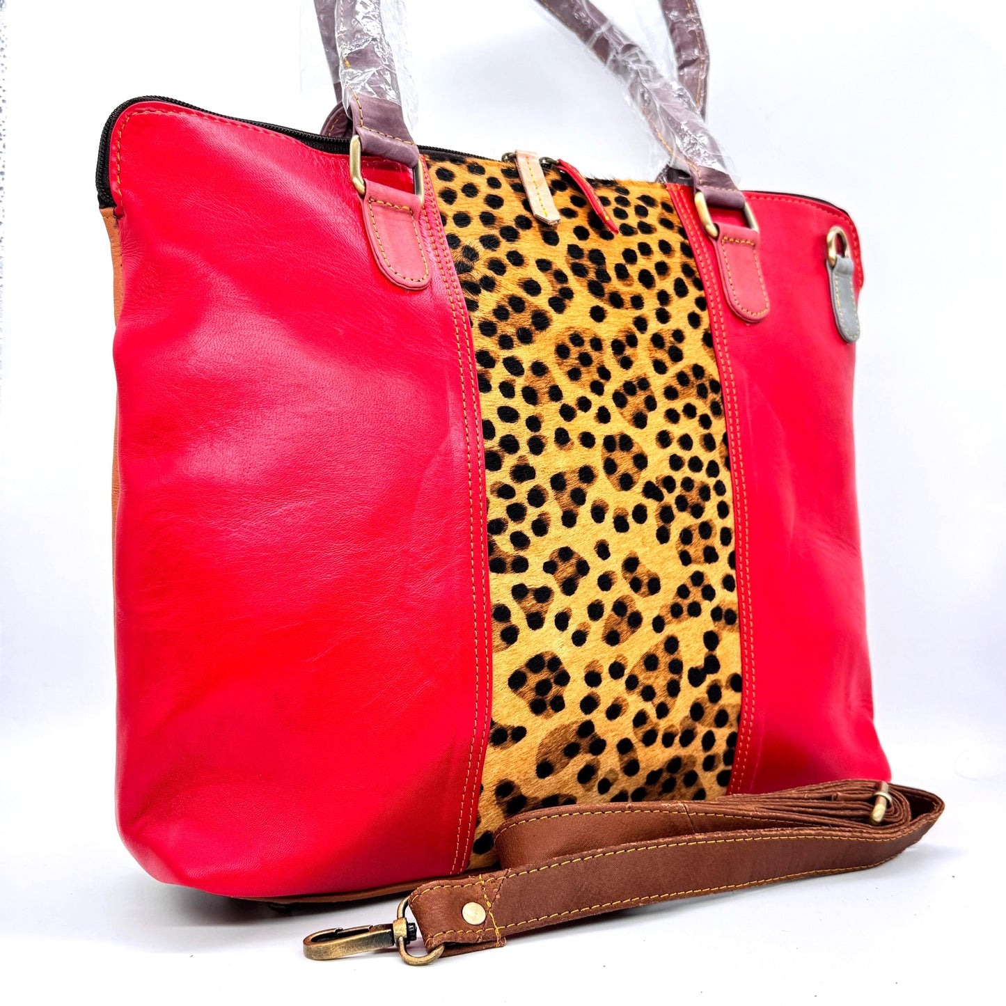 Recycled Coloured Leather 16" Laptop Tote Bag - JayKayBoutiqueOnline