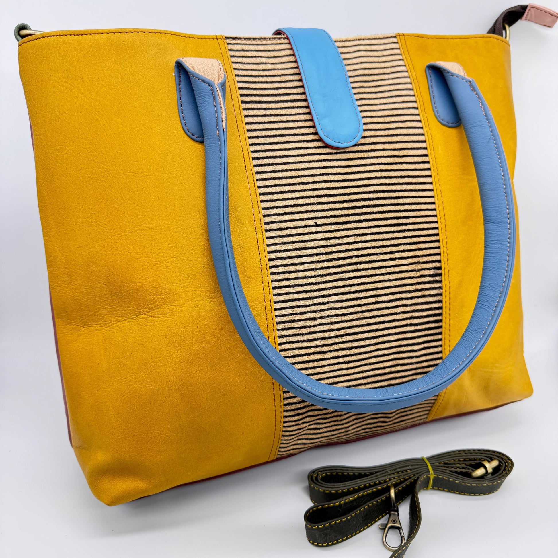 Recycled Coloured Leather Laptop Tote Bag - JayKayBoutiqueOnline