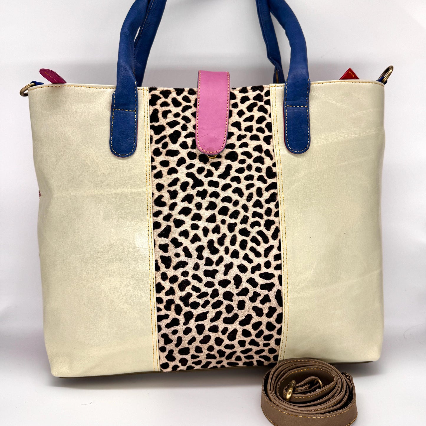 Recycled Coloured Leather Laptop Tote Bag - JayKayBoutiqueOnline