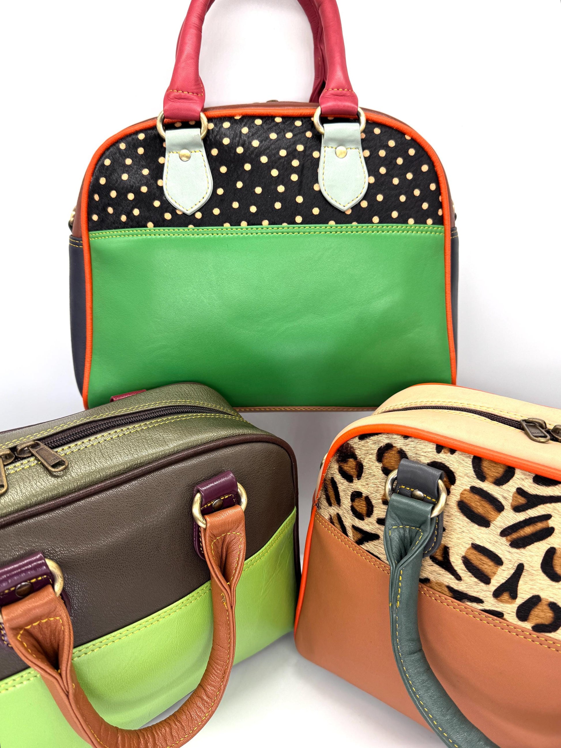 Recycled Coloured Leather Boston Bag - JayKayBoutiqueOnline