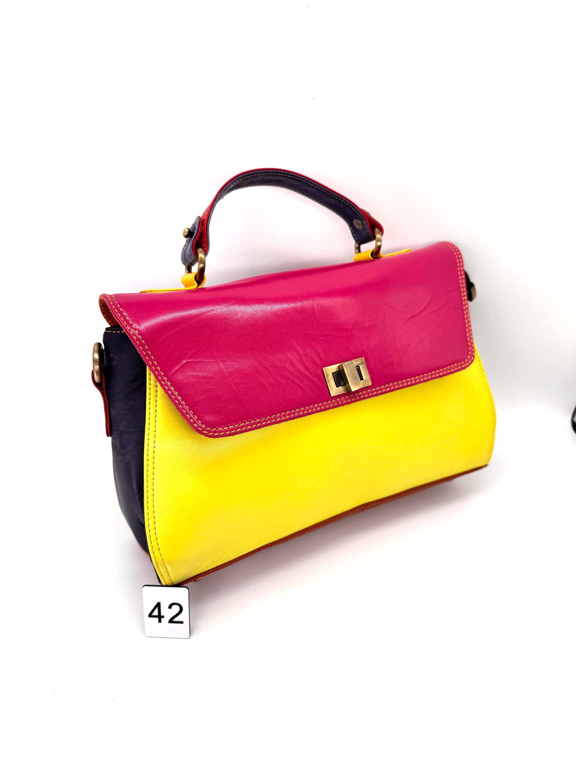 Coloured Leather Top Handle Leather Handbag with Animal Print Hide Options - JayKayBoutiqueOnline