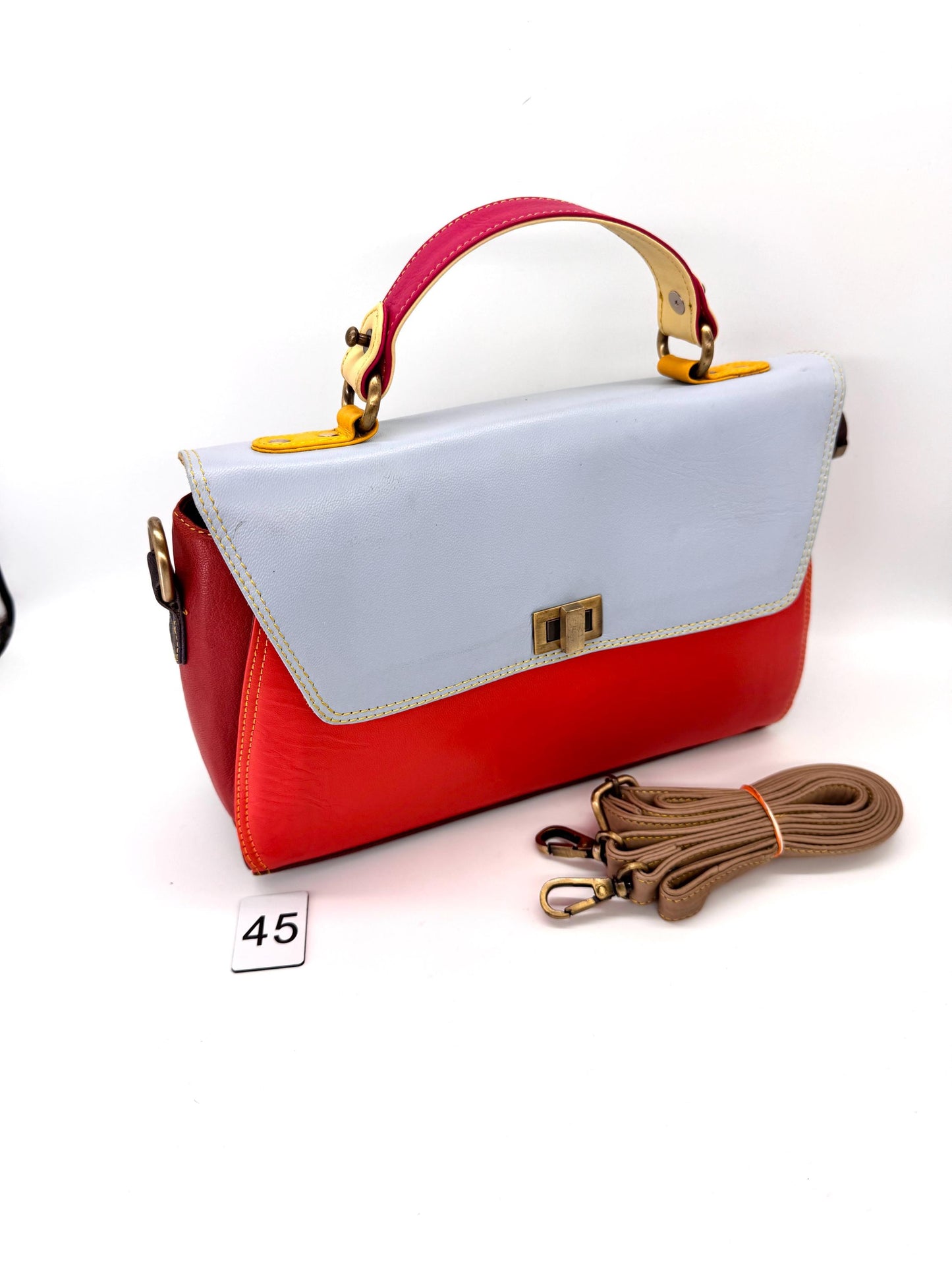 Coloured Leather Top Handle Leather Handbag with Animal Print Hide Options - JayKayBoutiqueOnline
