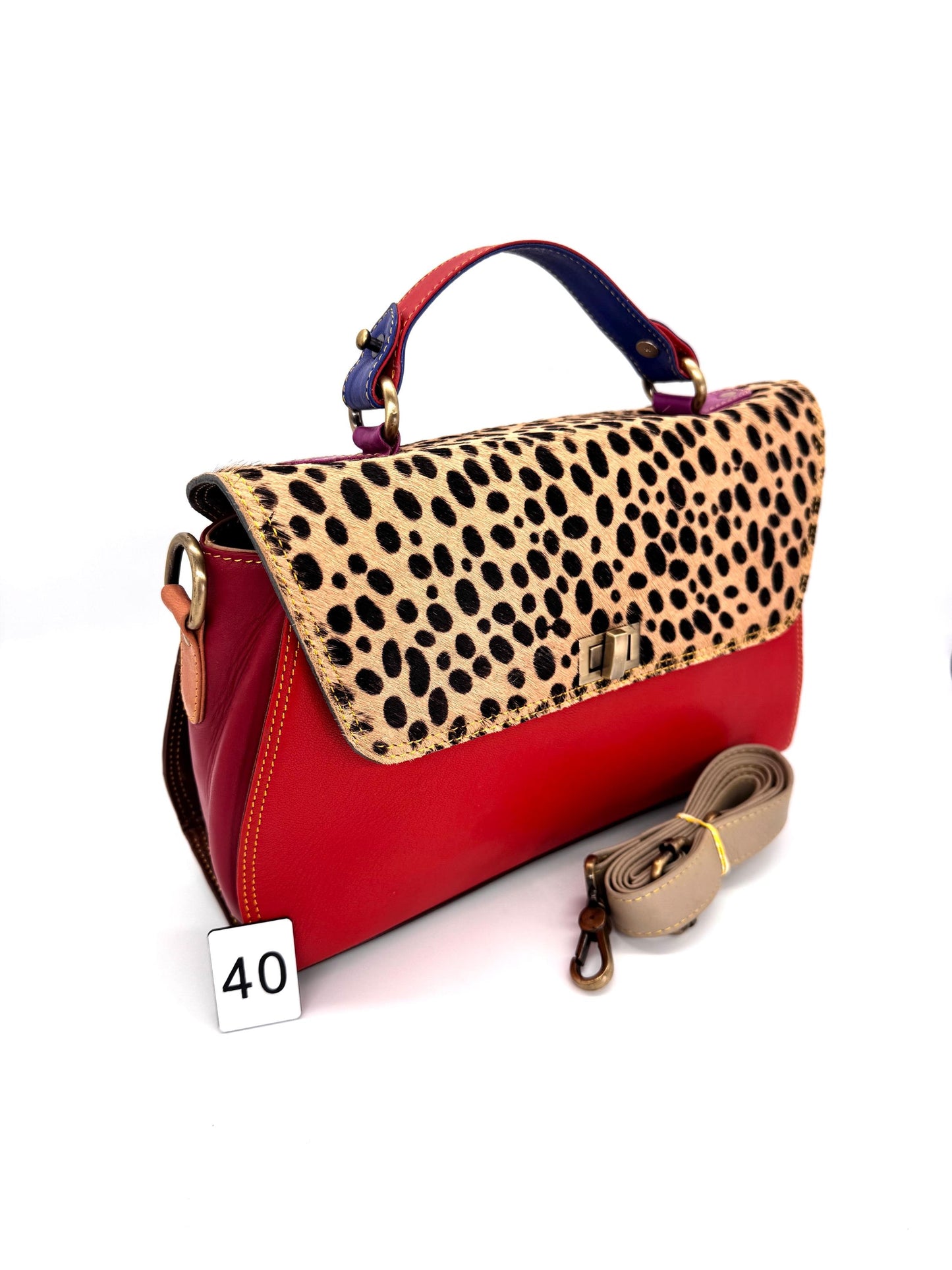 Coloured Leather Top Handle Leather Handbag with Animal Print Hide Options - JayKayBoutiqueOnline