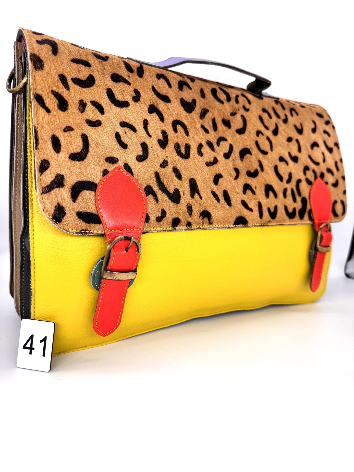 Recycled Leather Satchel: Animal Print, Student Bag, Schoolbag, Office bag - JayKayBoutiqueOnline