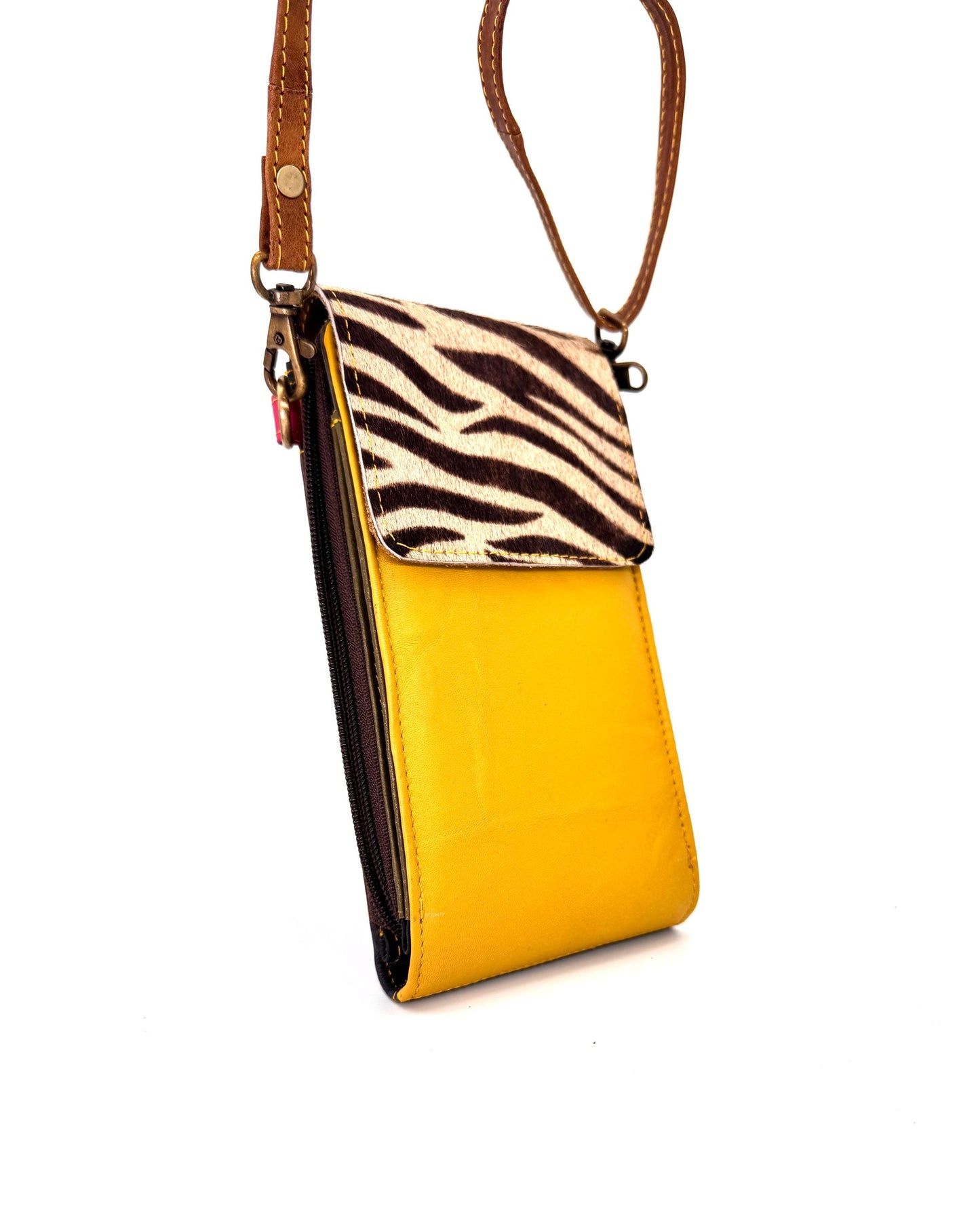 Coloured Leather Crossbody Phone Bag with Hide - JayKayBoutiqueOnline