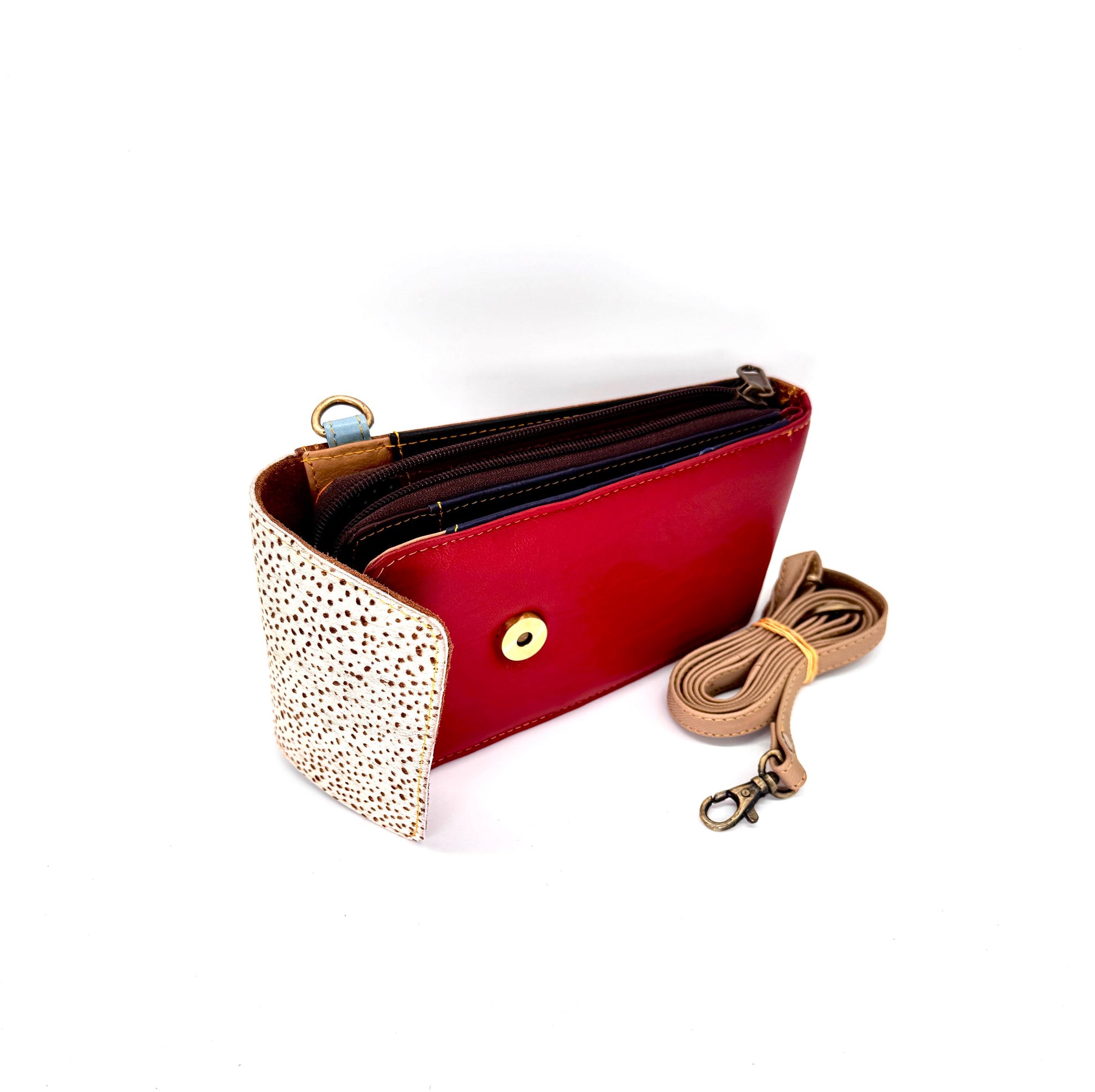 Coloured Leather Crossbody Phone Bag with Hide - JayKayBoutiqueOnline