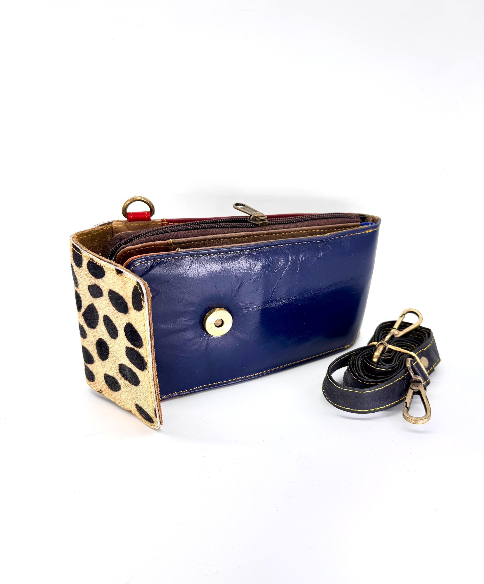 Coloured Leather Crossbody Phone Bag with Hide - JayKayBoutiqueOnline