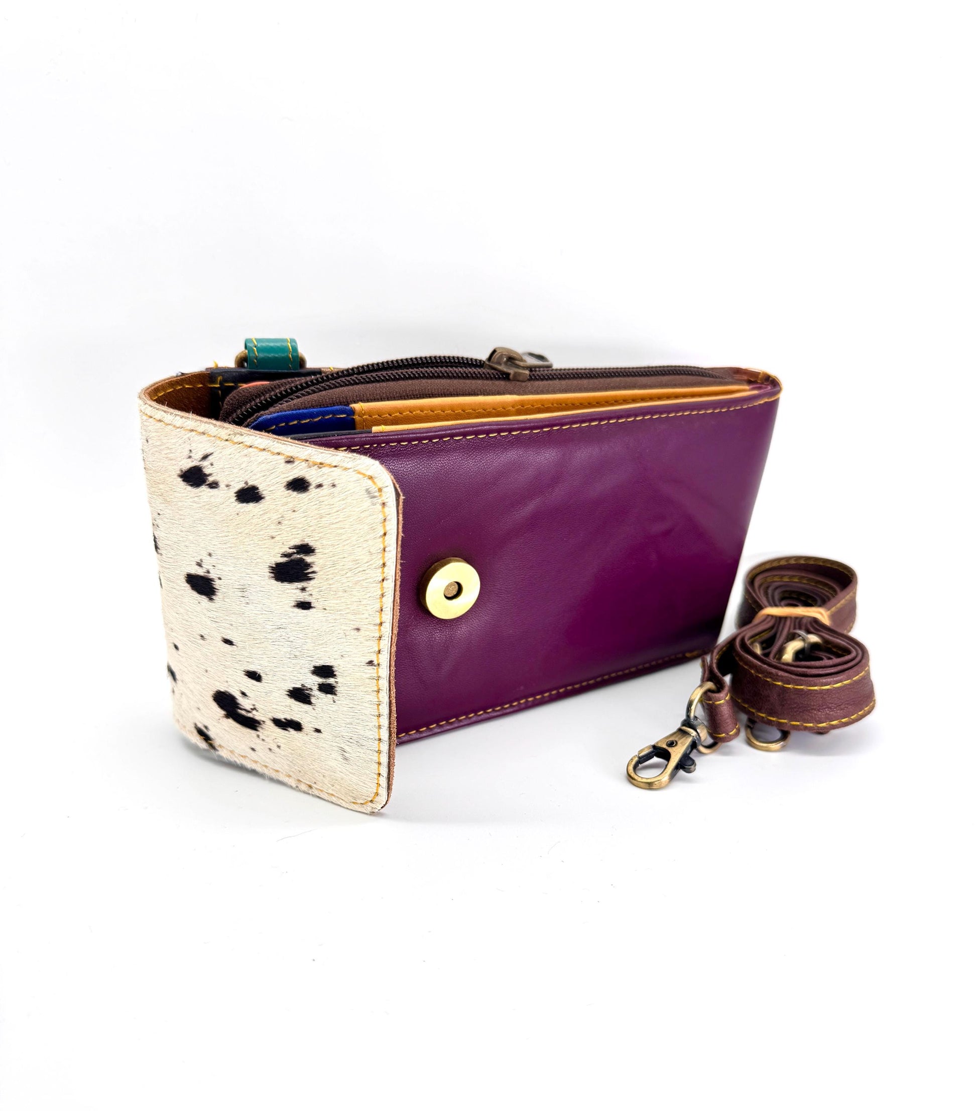Coloured Leather Crossbody Phone Bag with Hide - JayKayBoutiqueOnline