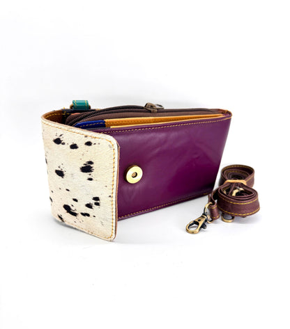 Coloured Leather Crossbody Phone Bag with Hide - JayKayBoutiqueOnline
