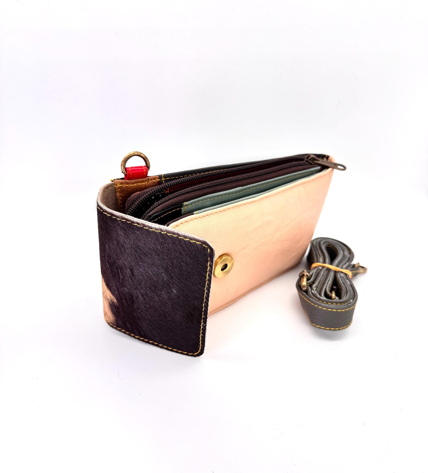 Coloured Leather Crossbody Phone Bag with Hide - JayKayBoutiqueOnline