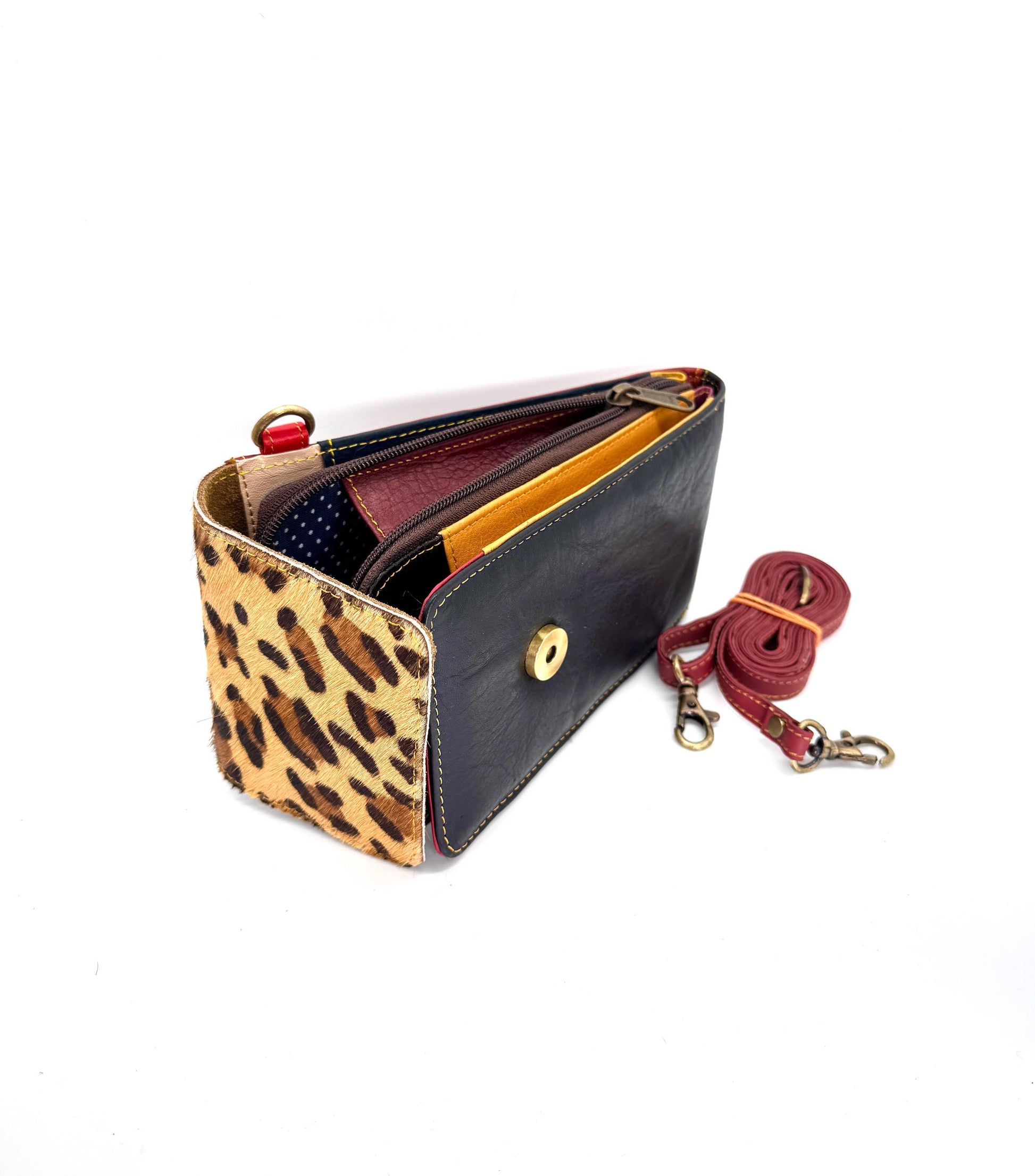 Coloured Leather Crossbody Phone Bag with Hide - JayKayBoutiqueOnline