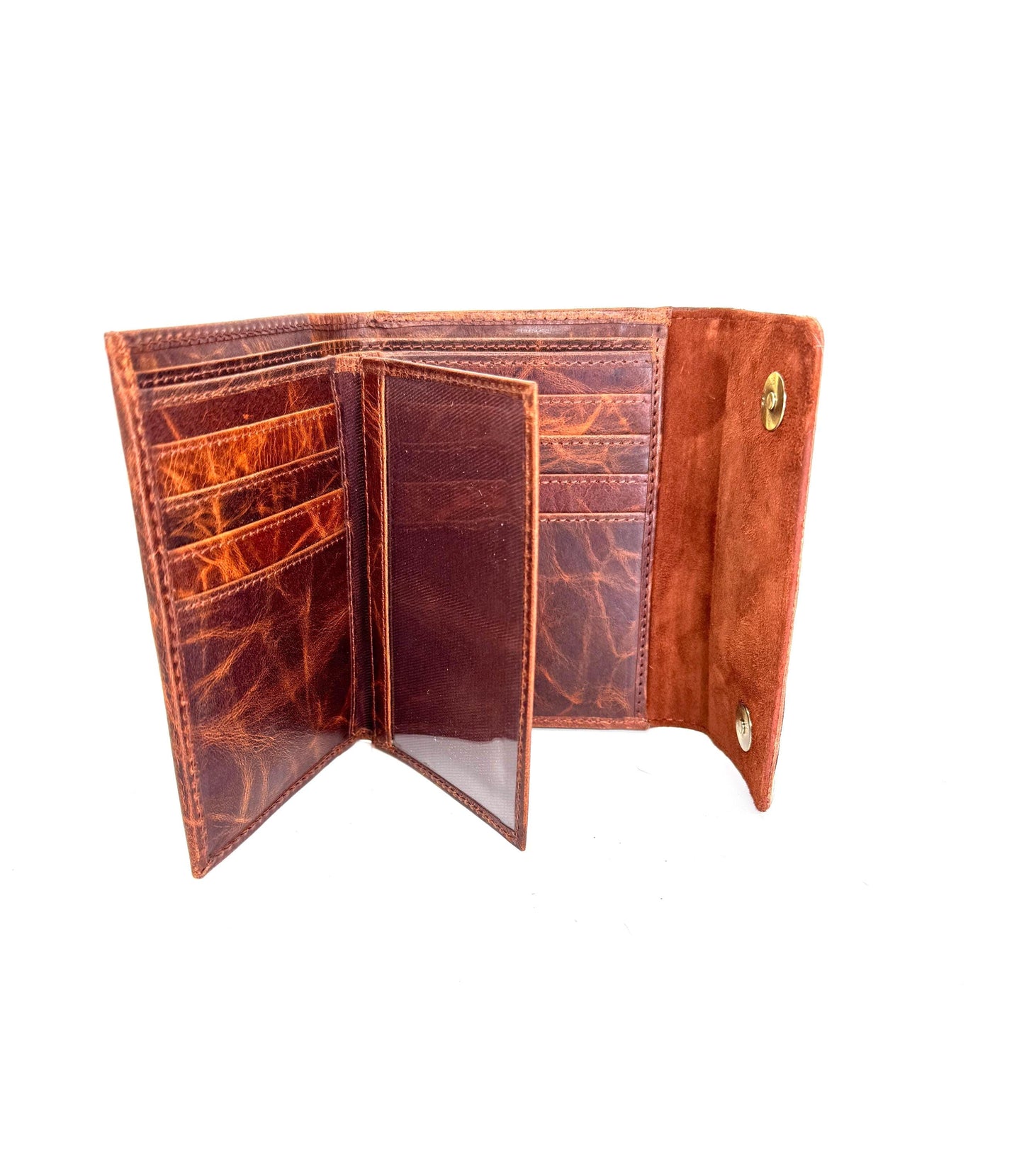 Leather Purse with Cowhide; Zipped Coin Pouch & Multi-Card Slots, Photo/ID Display - JayKayBoutiqueOnline