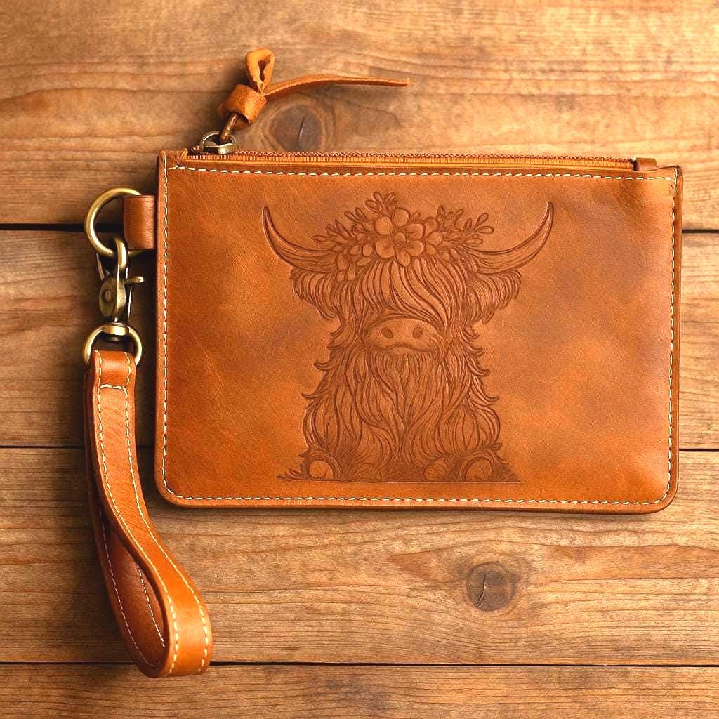 Highland Cow Leather Purse Pouch - JayKayBoutiqueOnline