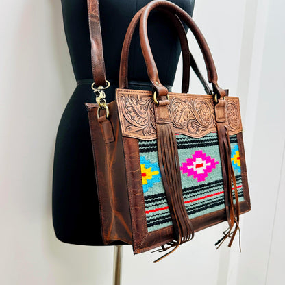 Hand Tooled Leather Medium Tote Bag - JayKayBoutiqueOnline