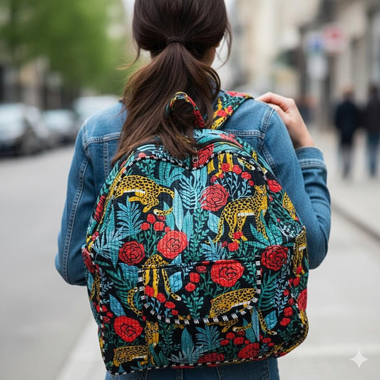 Quilted Cotton Backpack for Women - JayKayBoutiqueOnline