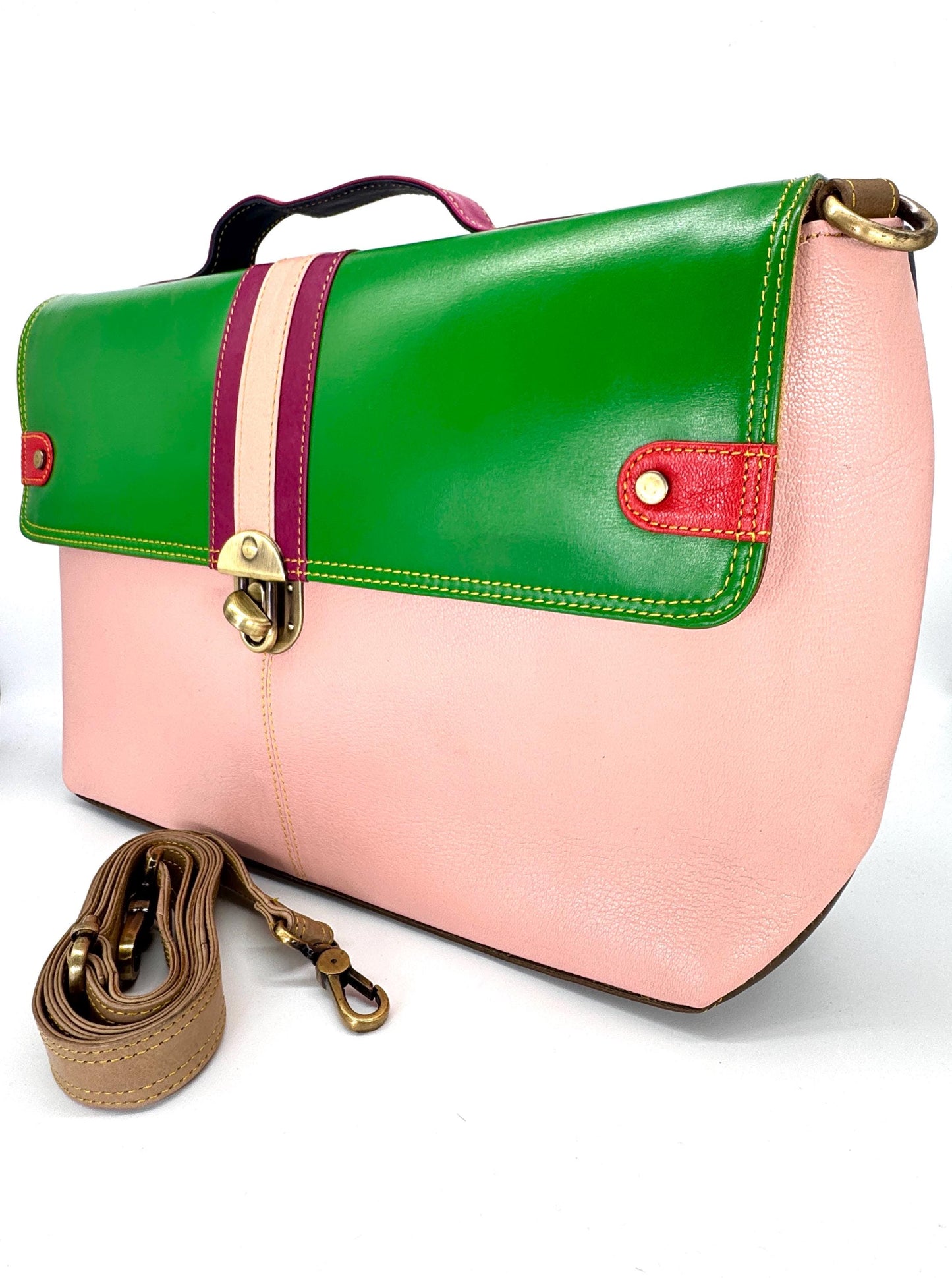 Recycled Coloured Leather Laptop Briefcase Bag, Colourful Unique Briefcase - JayKayBoutiqueOnline